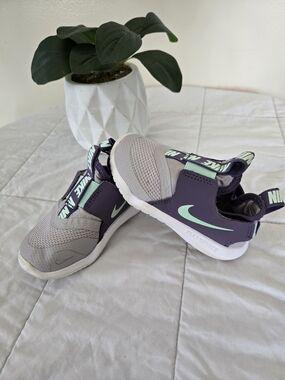 Nike Kids' Slip-On Athletic Shoes - Purple with Mint Accents Size 4